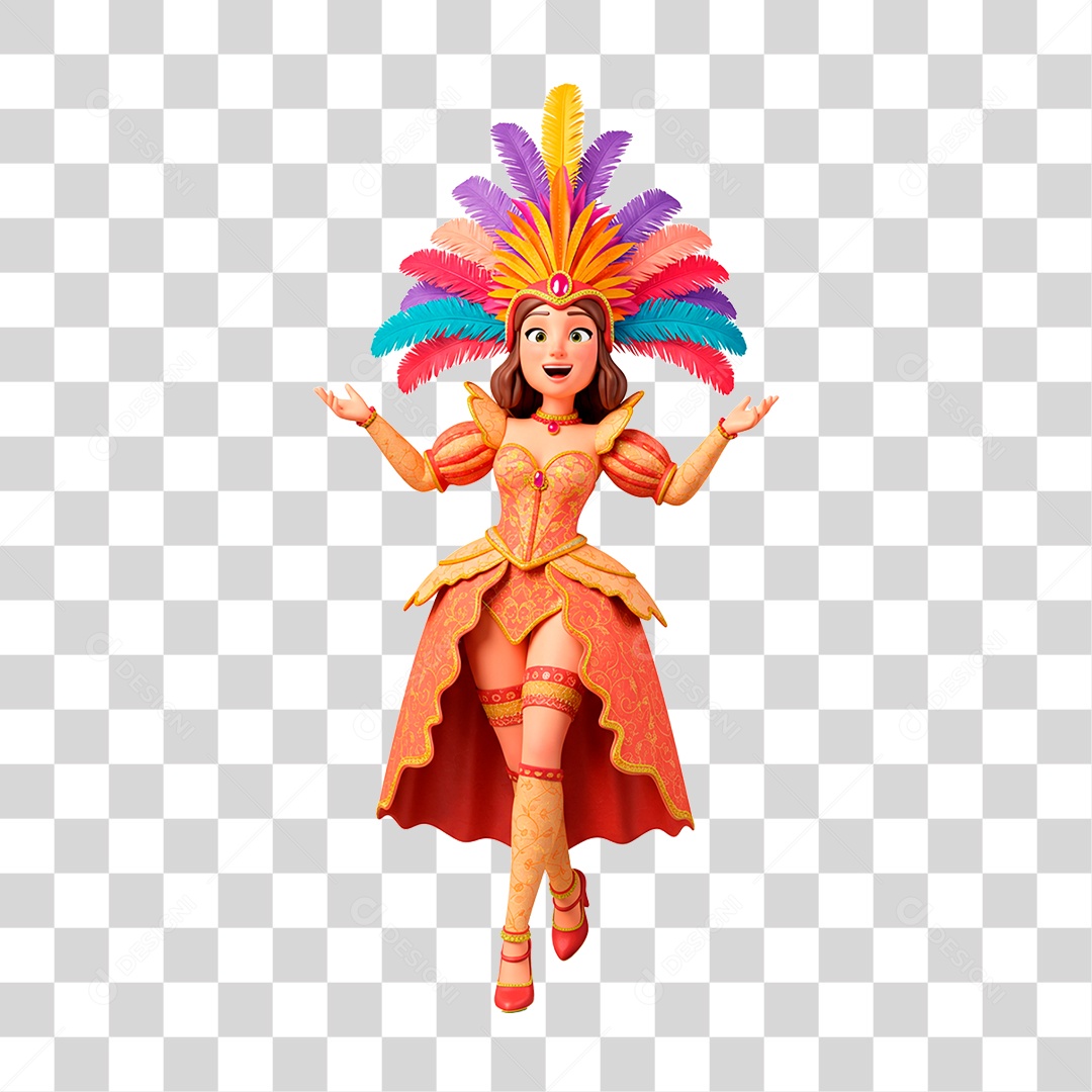 Mulher com Roupa de Carnaval PNG Transparente