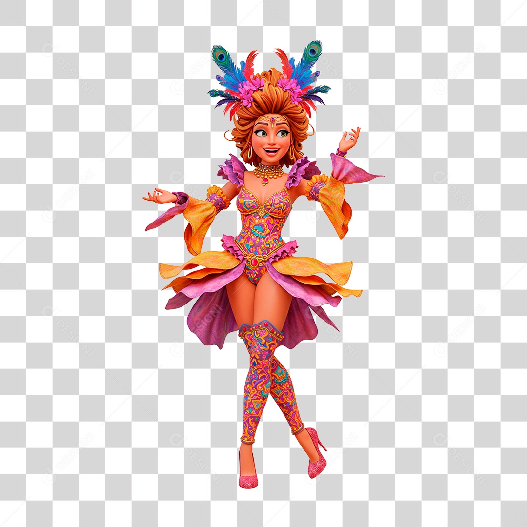 Mulher com Roupa de Carnaval PNG Transparente