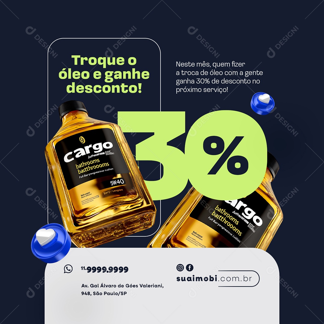 Oficina Mecânica Troca o Óleo Te Ganhe Desconto Social Media PSD Editável