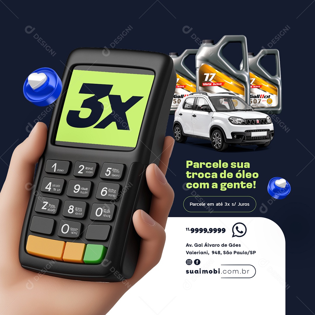 Oficina Mecânica Parcele Troca de Óleo Com a Gente Social Media PSD Editável