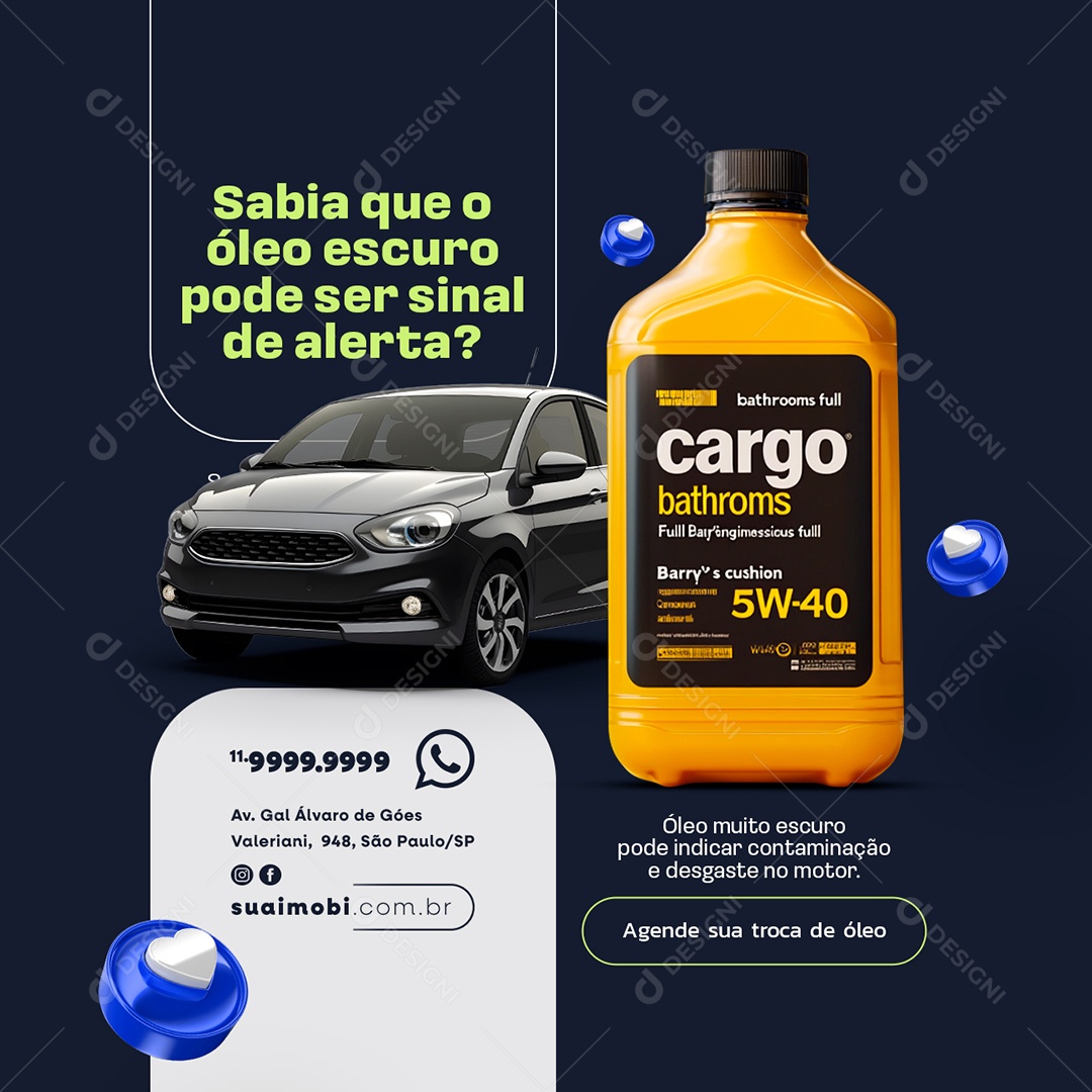 Oficina Mecânica Troca de Óleo Agende sua Troca Social Media PSD Editável