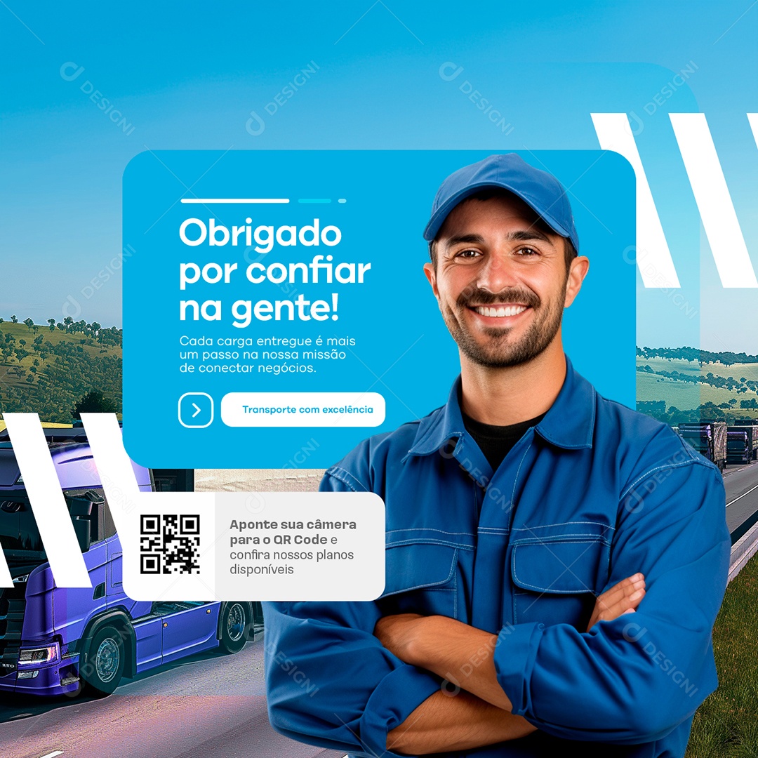 Transportadora Obrigado por Confiar na Gente Social Media PSD Editável