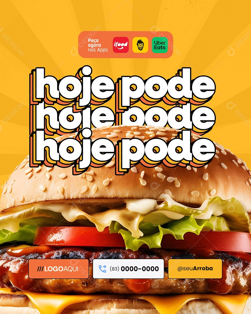 Hamburgueria Hoje Pode Peça Agora nos Apps Social Media PSD Editável