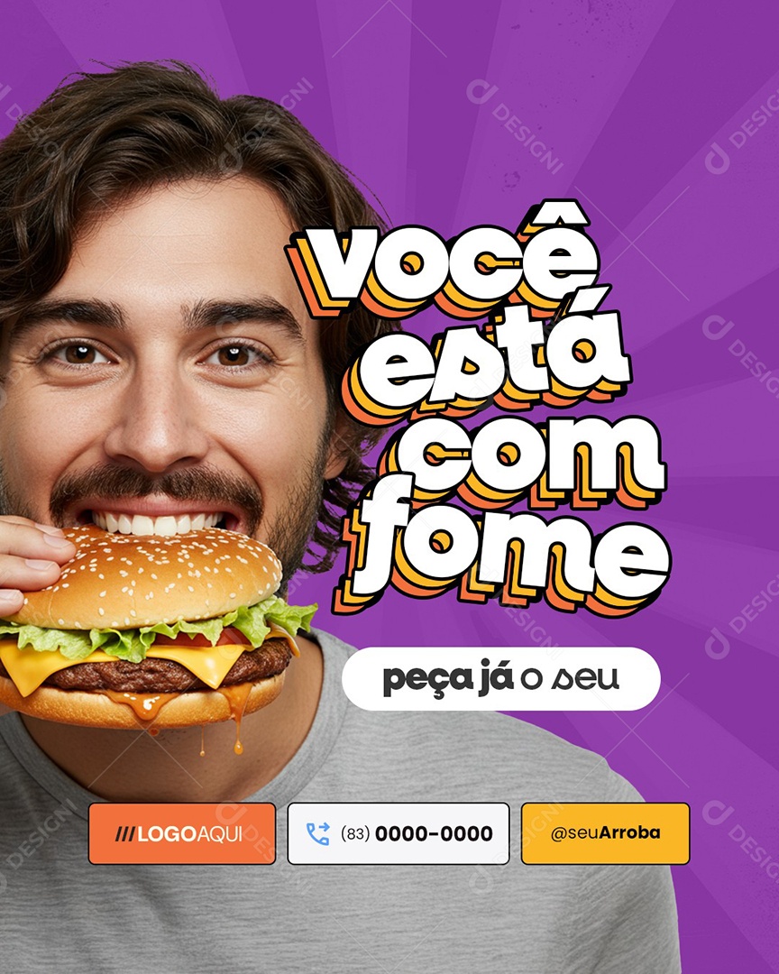 Hamburgueria Você Está com Fome Peça Já o Seu Social Media PSD Editável