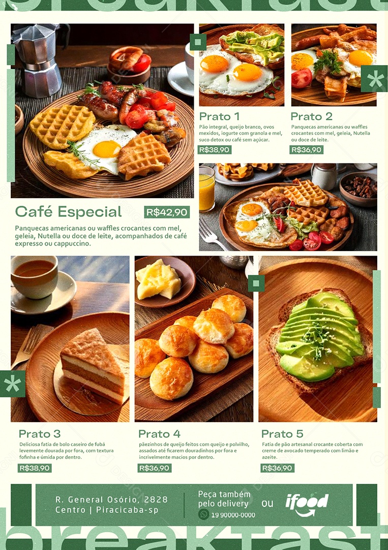 Modelo de Cardápio Breakfast PSD Editável