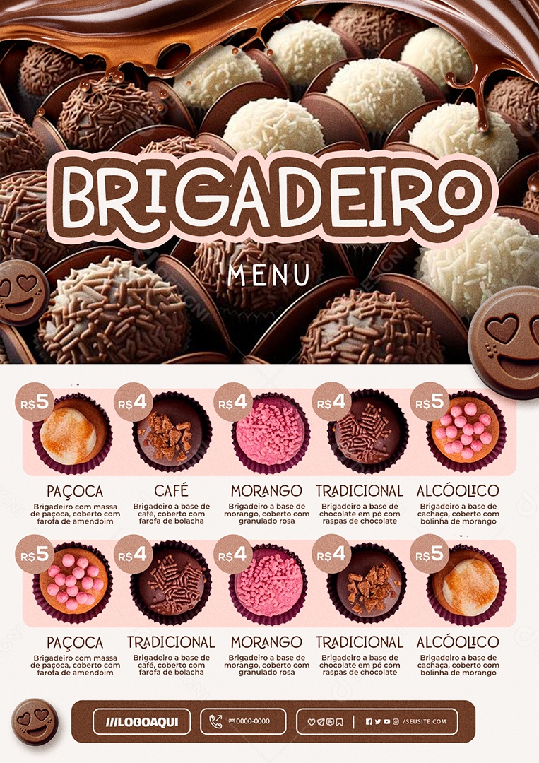 Modelo de Cardápio Brigadeiro PSD Editável
