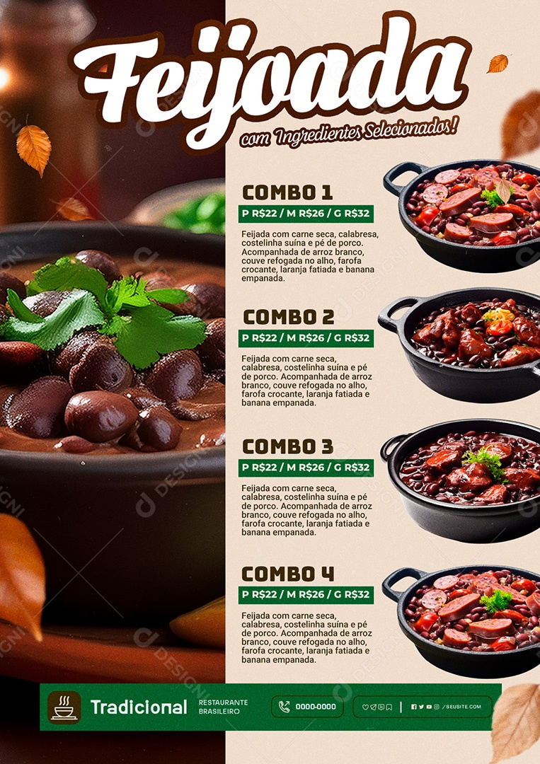 Modelo de Cardápio Feijoada PSD Editável