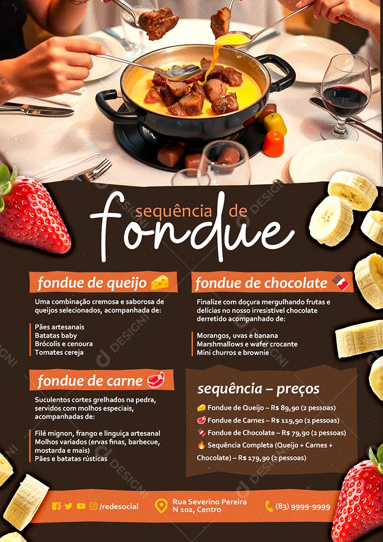 Modelo de Cardápio Fondue PSD Editável