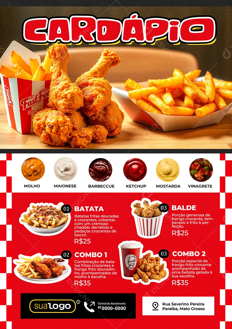 Modelo de Cardápio Frango Frito PSD Editável