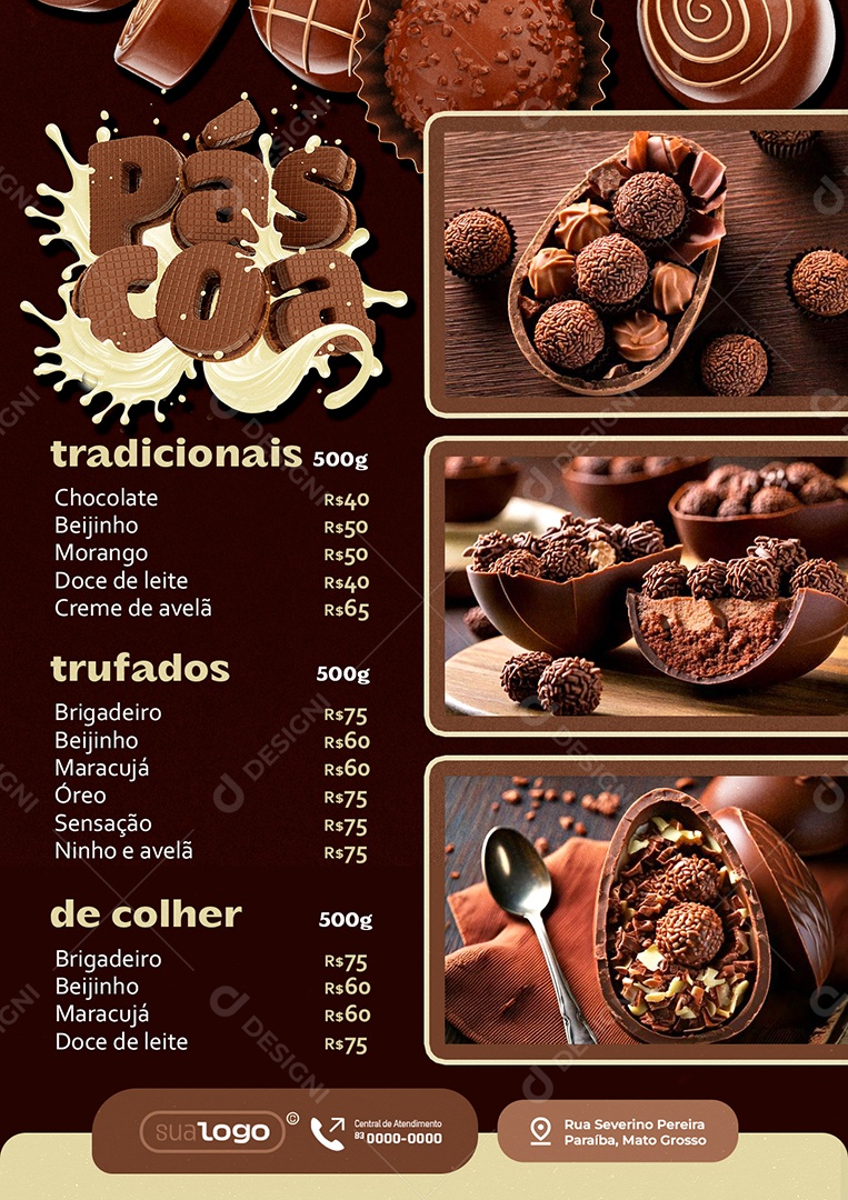 Modelo de Cardápio Ovo De Páscoa PSD Editável