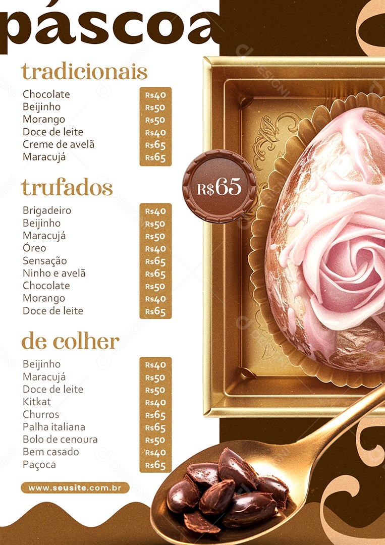 Modelo de Cardápio Ovo De Páscoa PSD Editável