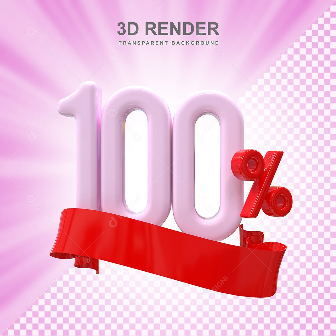 Número 3D 100% Rosa e Vermelho Elemento Para Composição PSD