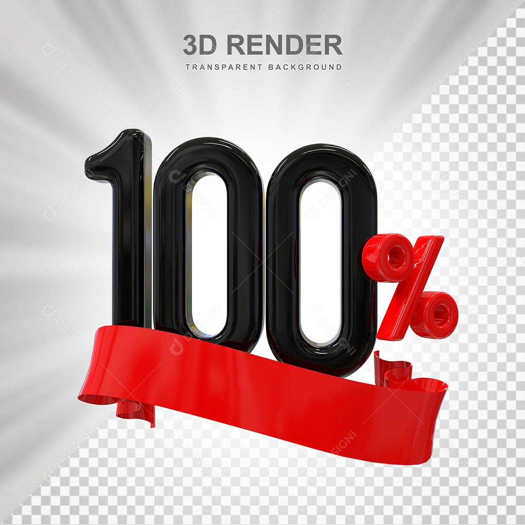 Número 3D 100% Preto e Vermelho Elemento Para Composição PSD