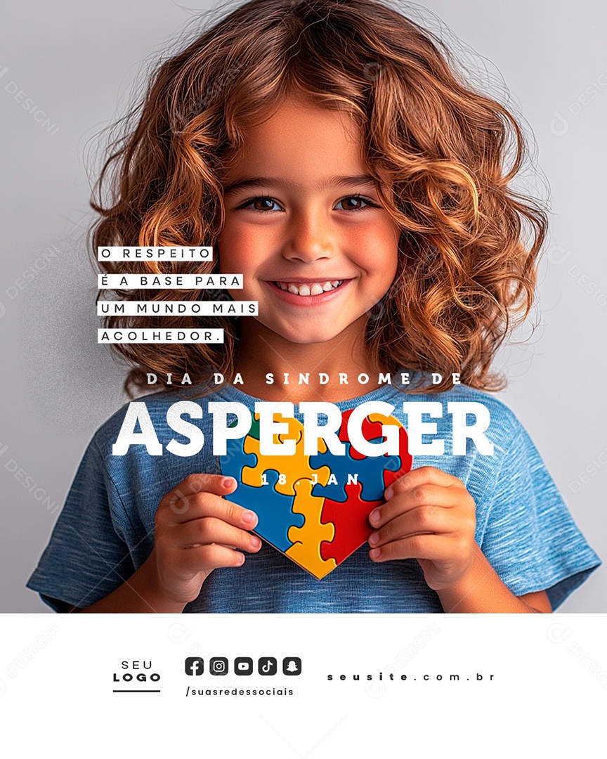 Dia da Sindrome Asperger 18 de Fevereiro O Respeito é a Base Social Media PSD Editável