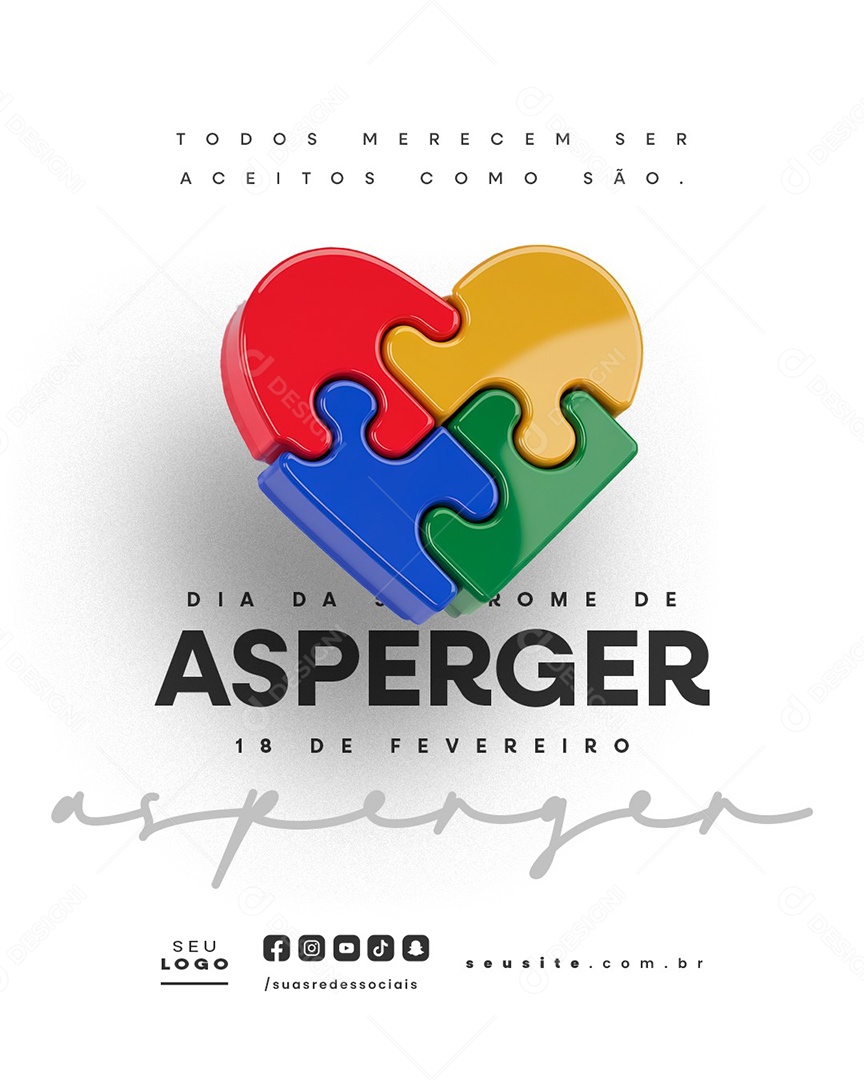 Dia da Sindrome Asperger 18 de Fevereiro Social Media PSD Editável