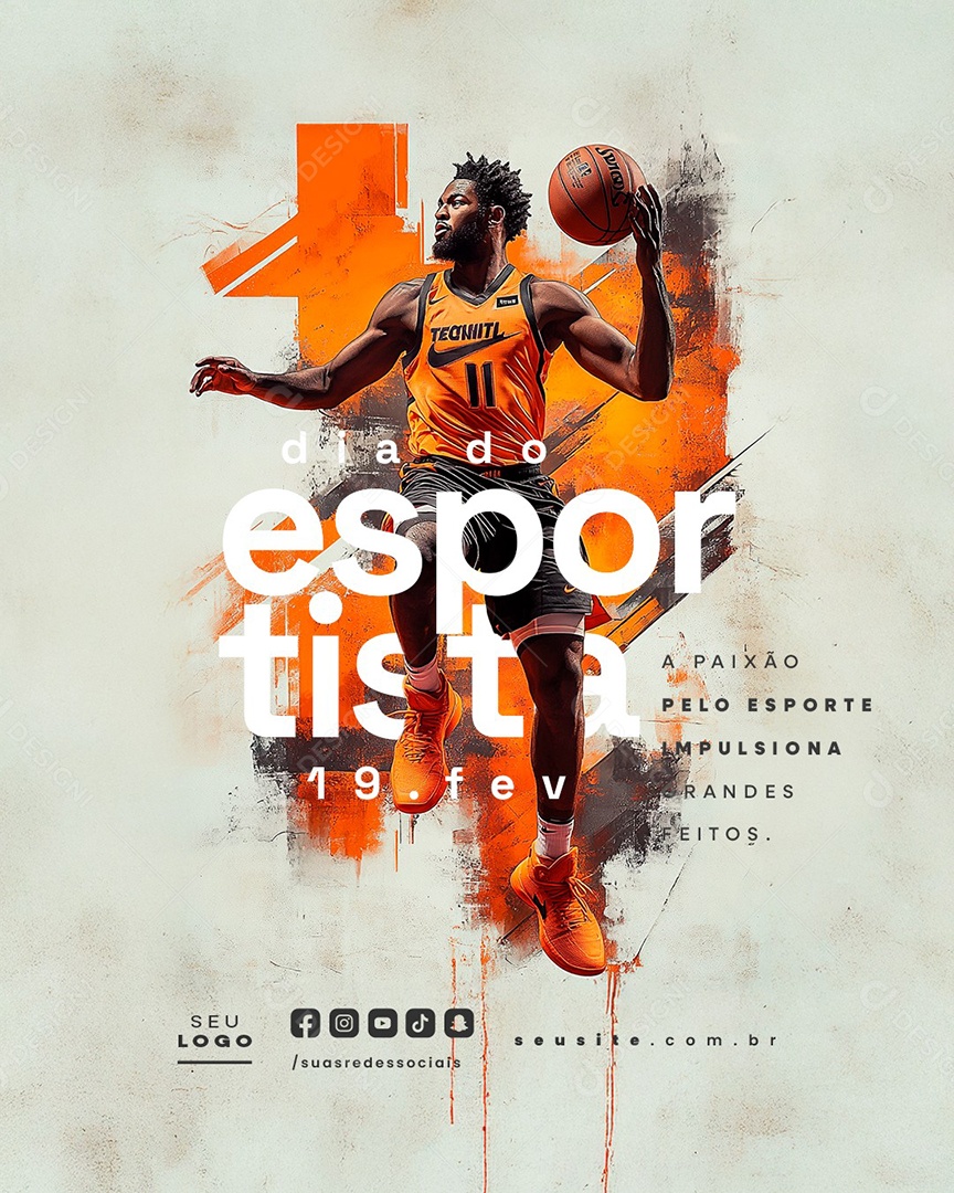 Dia do Esportista 19 de Fevereiro Social Media PSD Editável