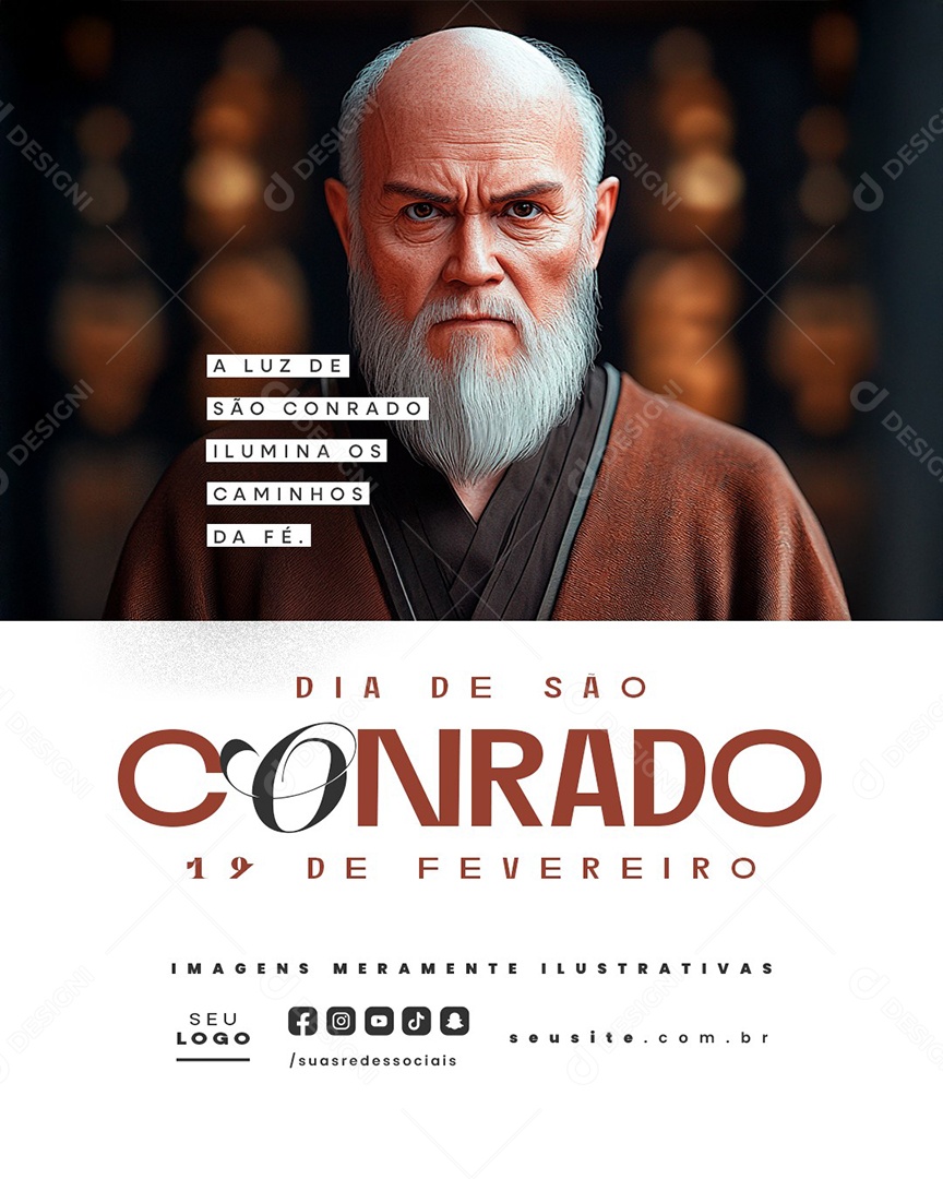 Dia de São Conrado 19 de Fevereiro A Luz Iluminar os Caminhos Social Media PSD Editável