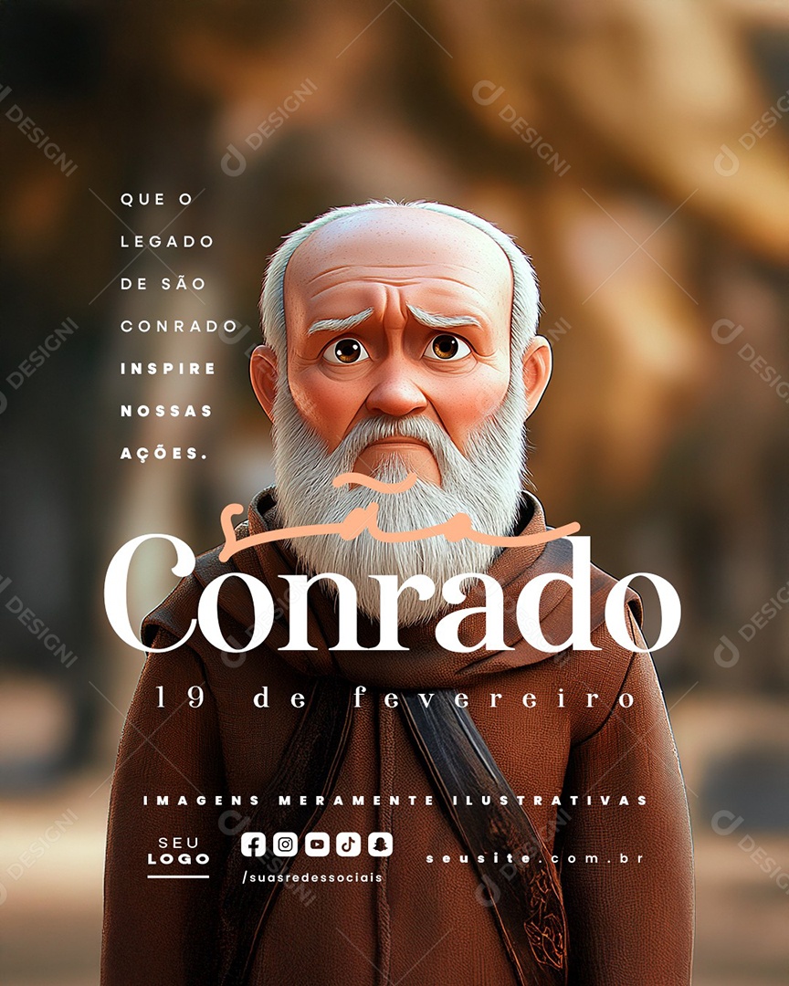 Dia de São Conrado 19 de Fevereiro Social Media PSD Editável