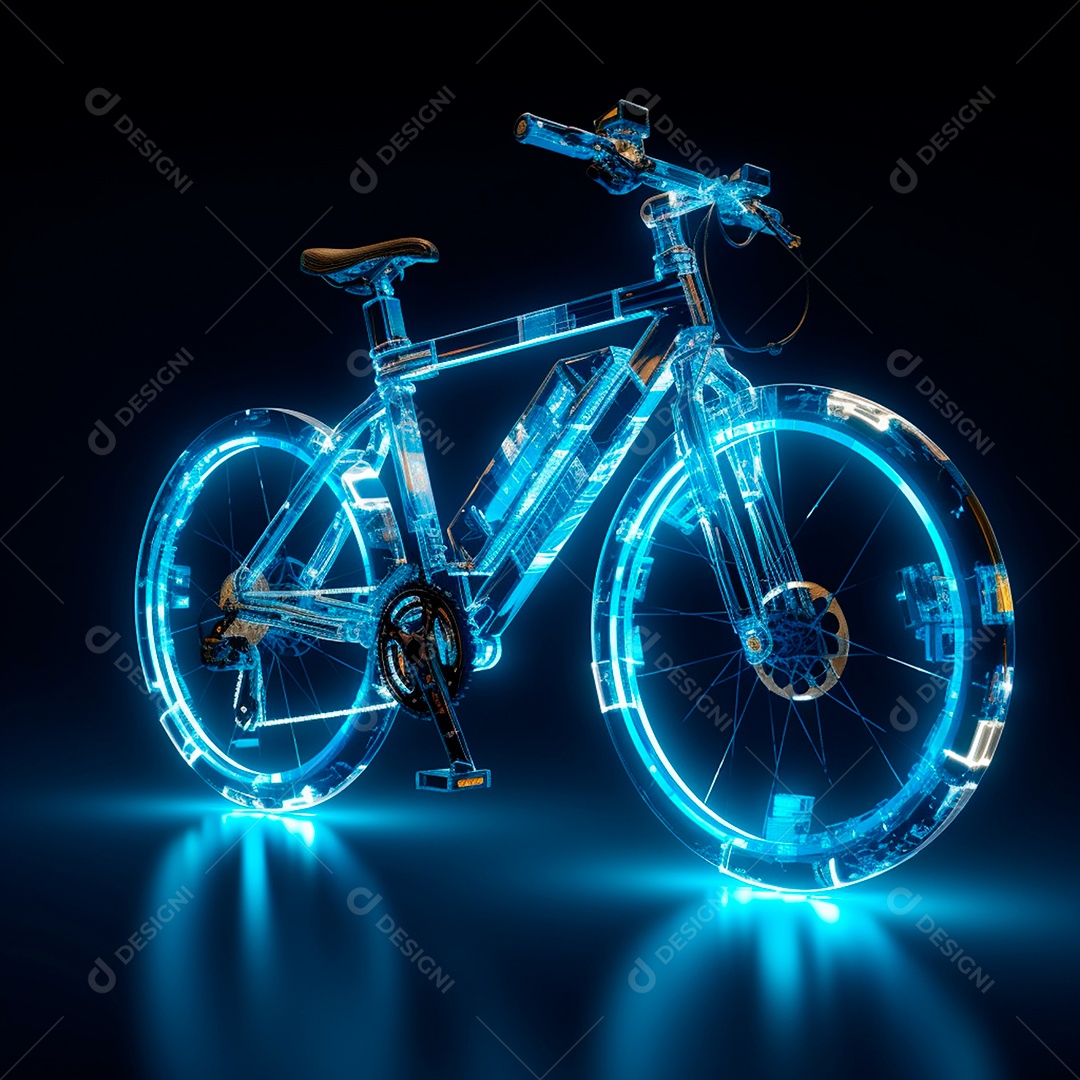 Bicicleta em pixels tecnologia cor azul
