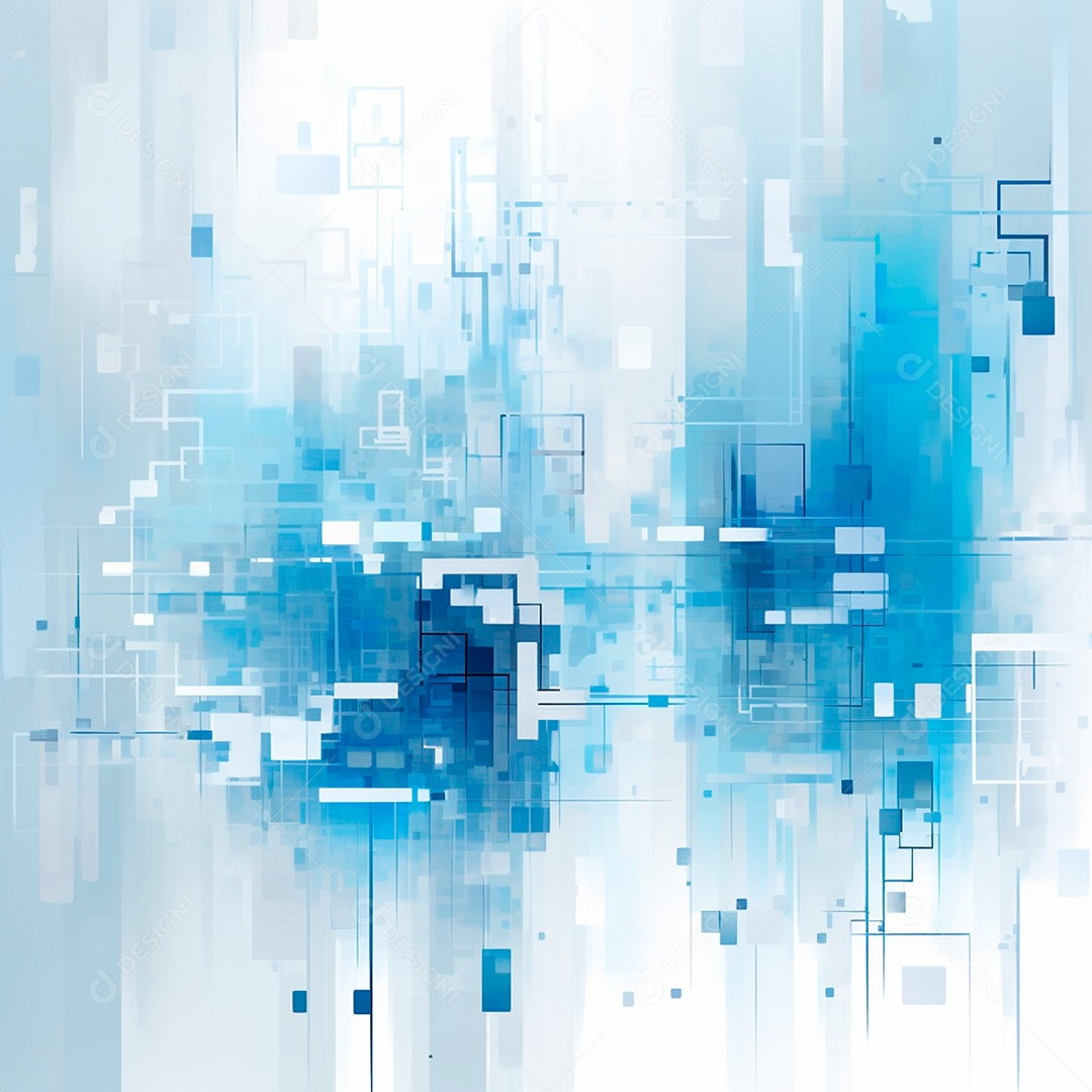 Tecnologia de pixel art azul claro e branco