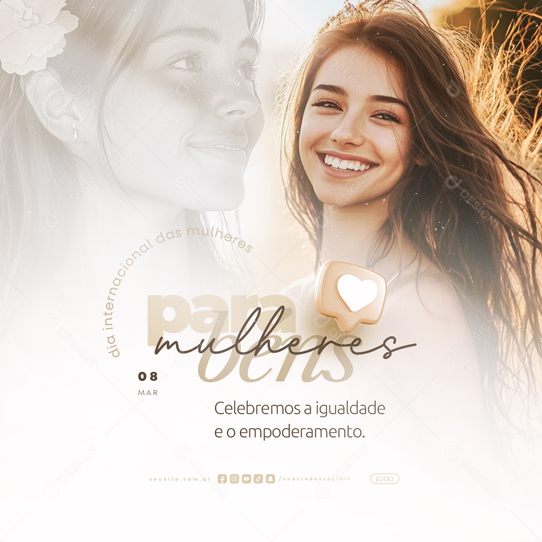 Dia Internacional Das Mulheres 08 de Março Parabéns Social Media PSD Editável