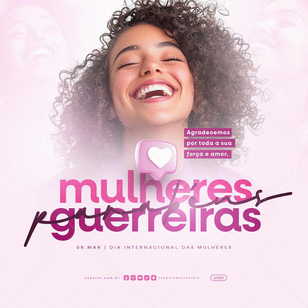 Dia Internacional Das Mulheres 08 de Março Parabéns Social Media PSD Editável