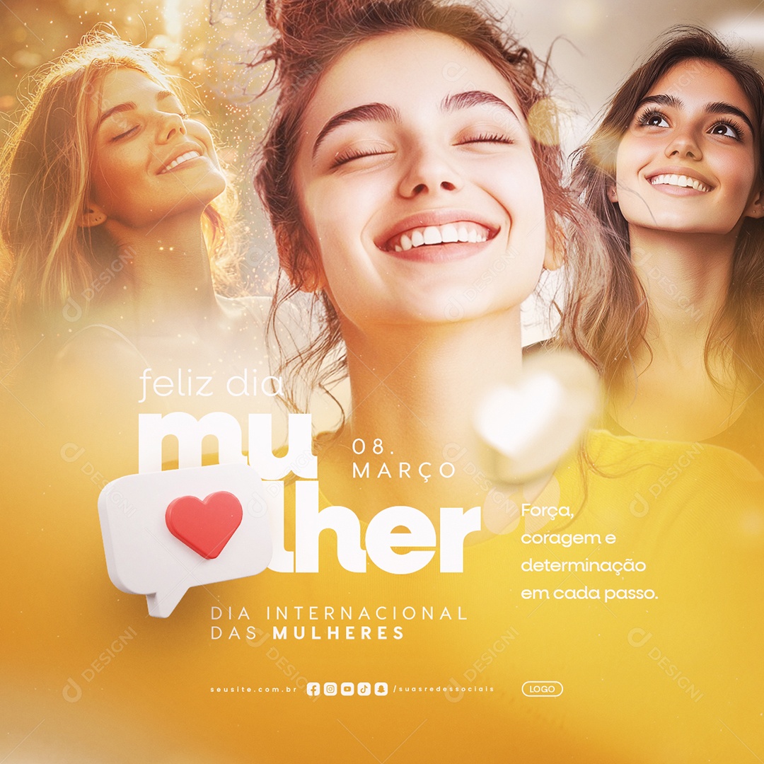 Feliz Dia Da Mulher 08 de Março Social Media PSD Editável