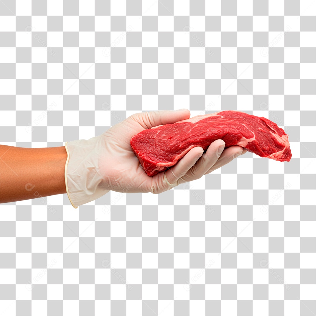 Mão Segurando Carne PNG Transparente