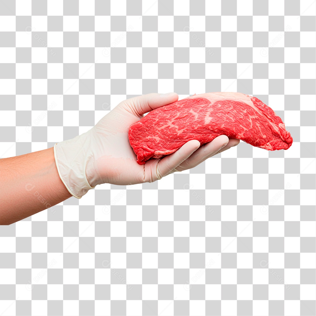 Mão Segurando Carne PNG Transparente