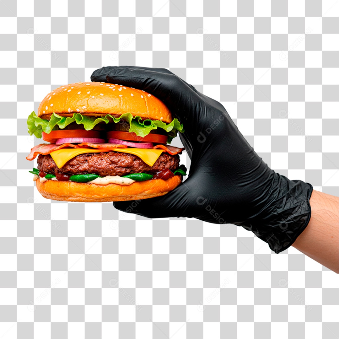 Mão Segurando Hambúrguer PNG Transparente