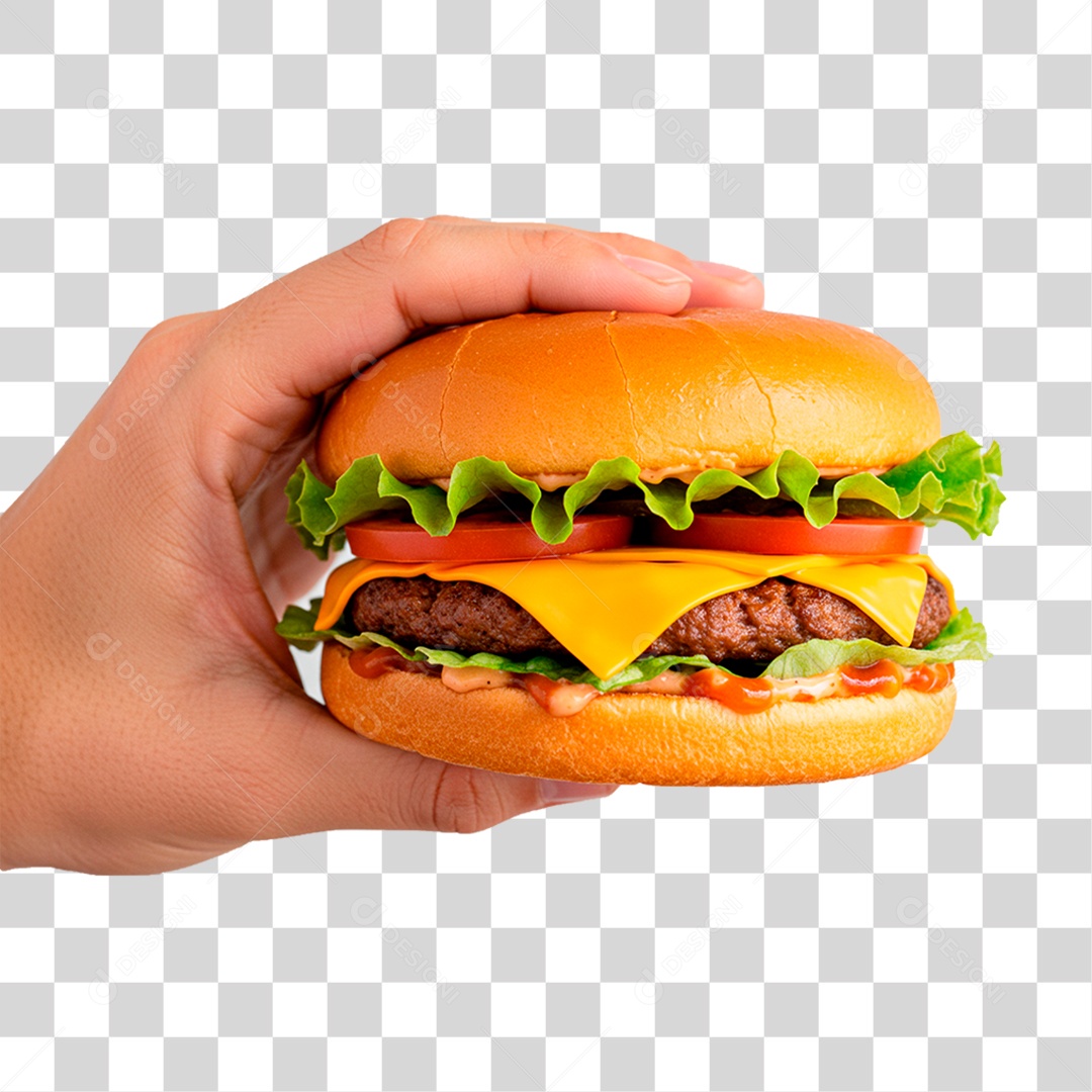 Mão Segurando Hambúrguer PNG Transparente