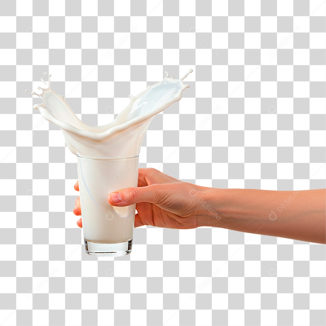 Mão Segurando Copo de Leite PNG Transparente