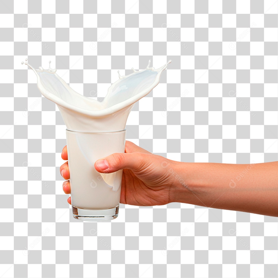 Mão Segurando Copo Leite PNG Transparente