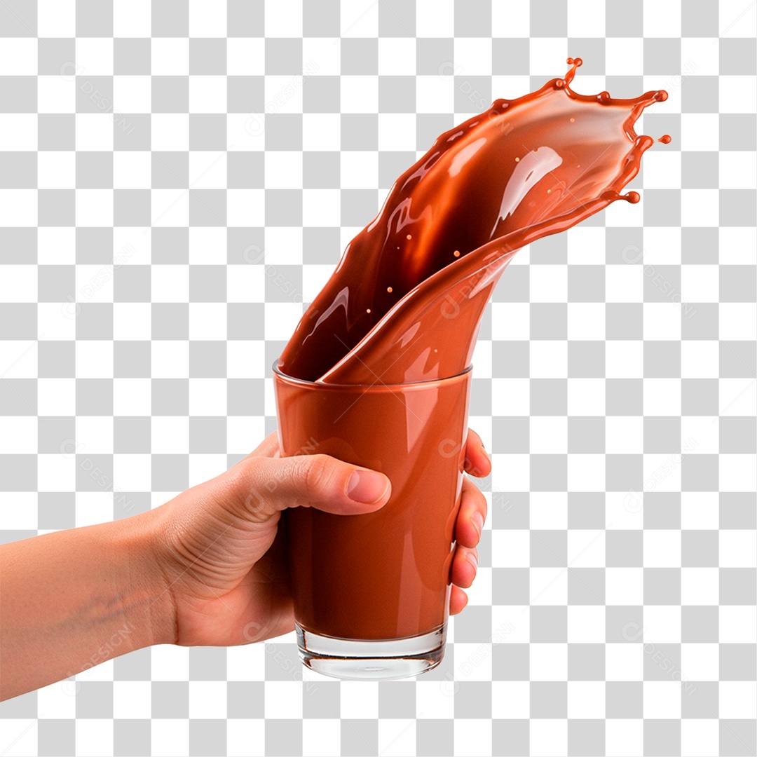 Mão Segurando Copo de Chocolate PNG Transparente