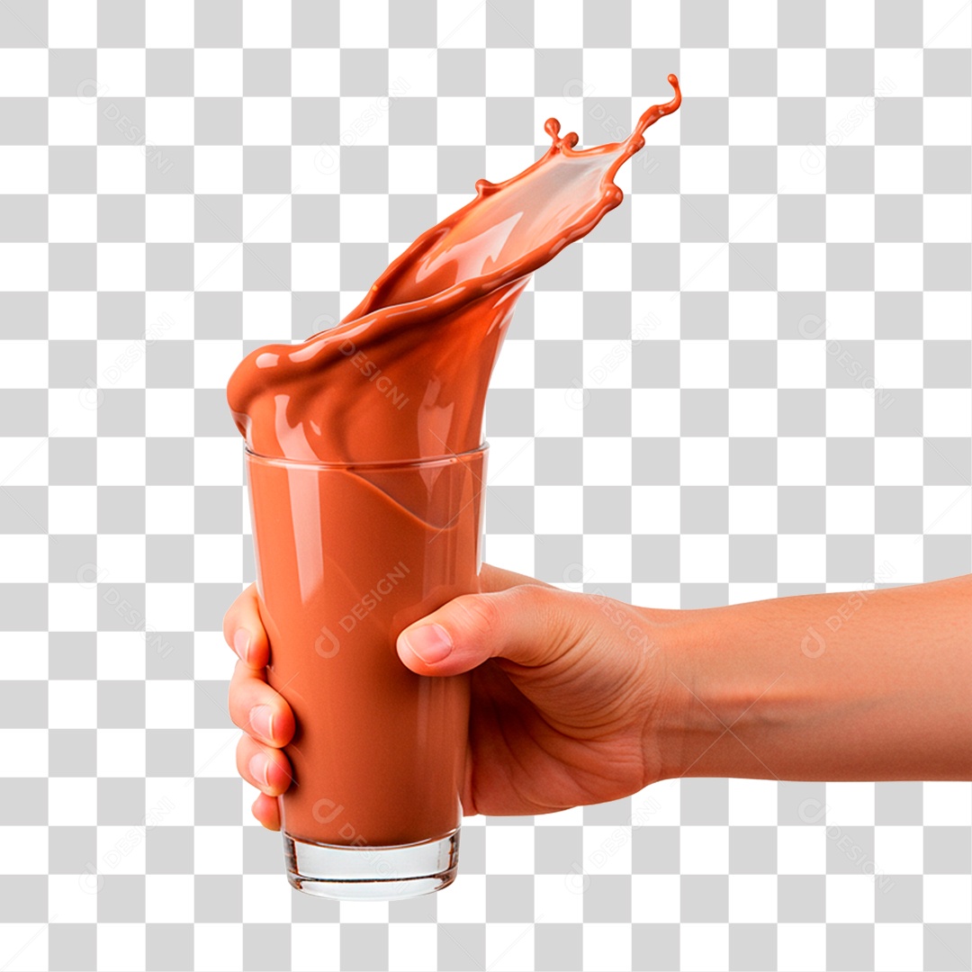 Mão Segurando Copo de Chocolate PNG Transparente