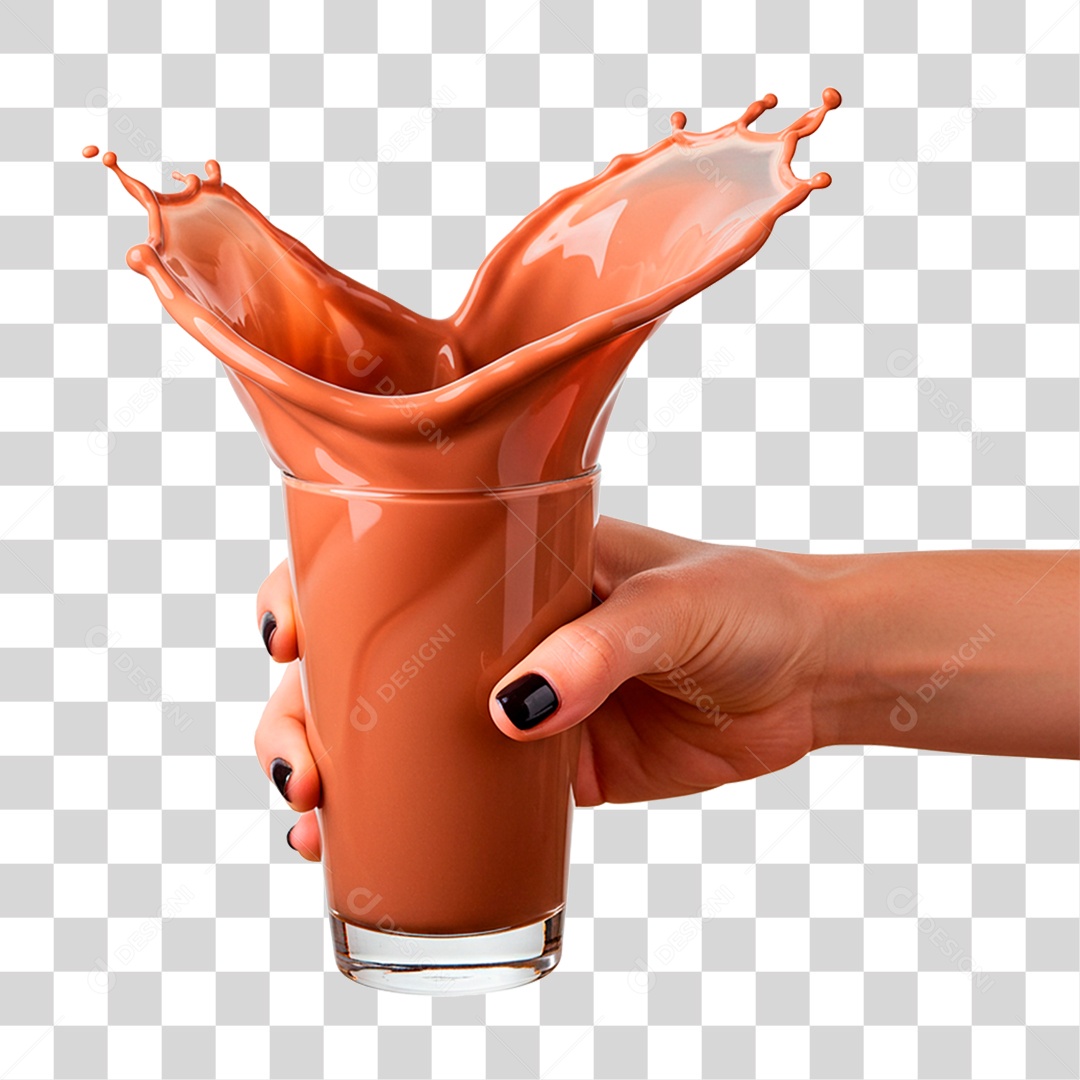 Mão Segurando Copo de Chocolate PNG Transparente