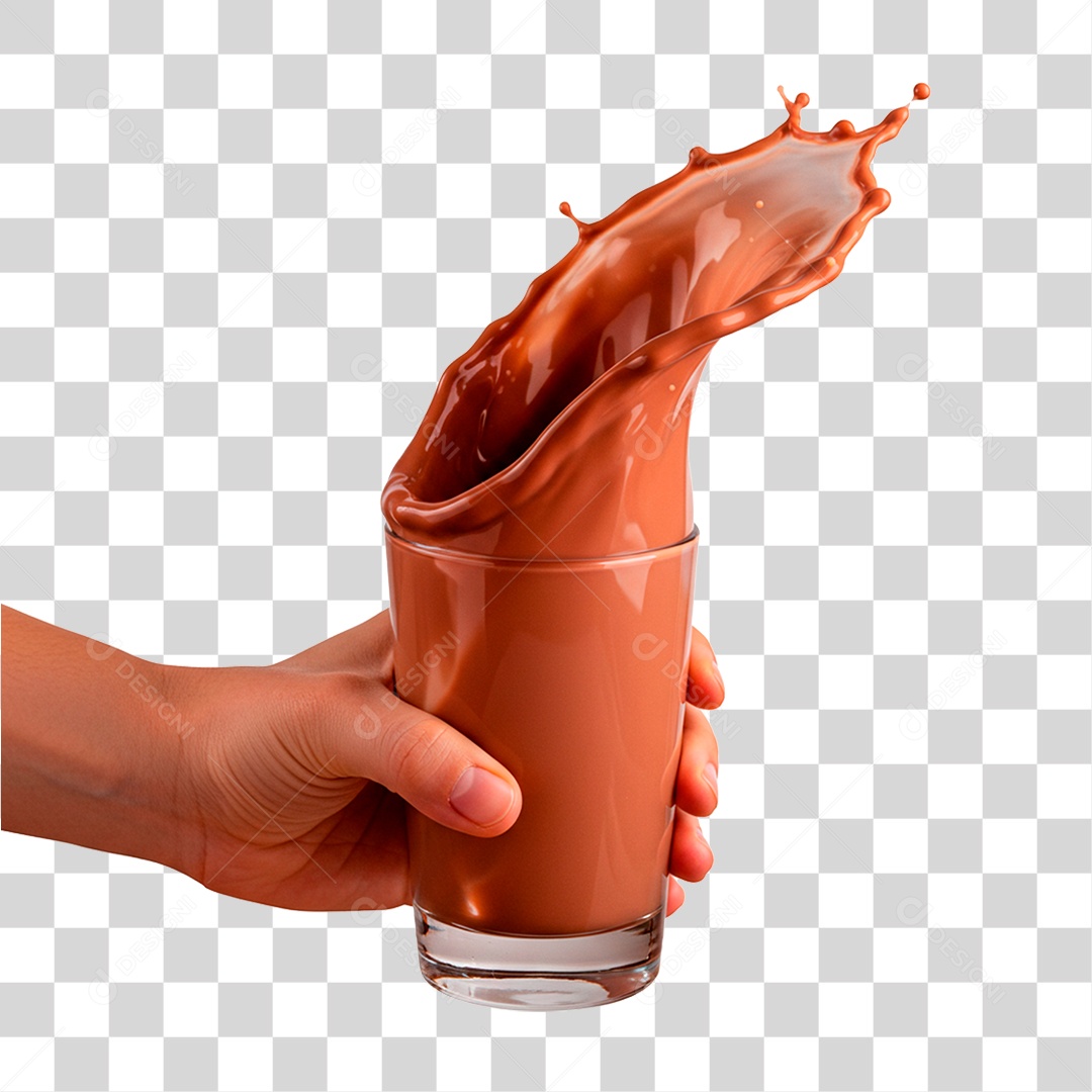 Mão Segurando Copo de Chocolate PNG Transparente