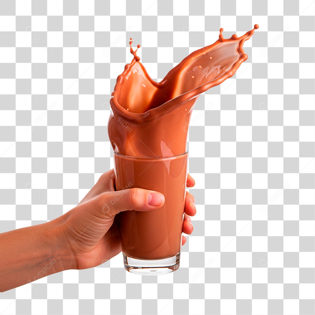 Mão Segurando Copo de Chocolate PNG Transparente