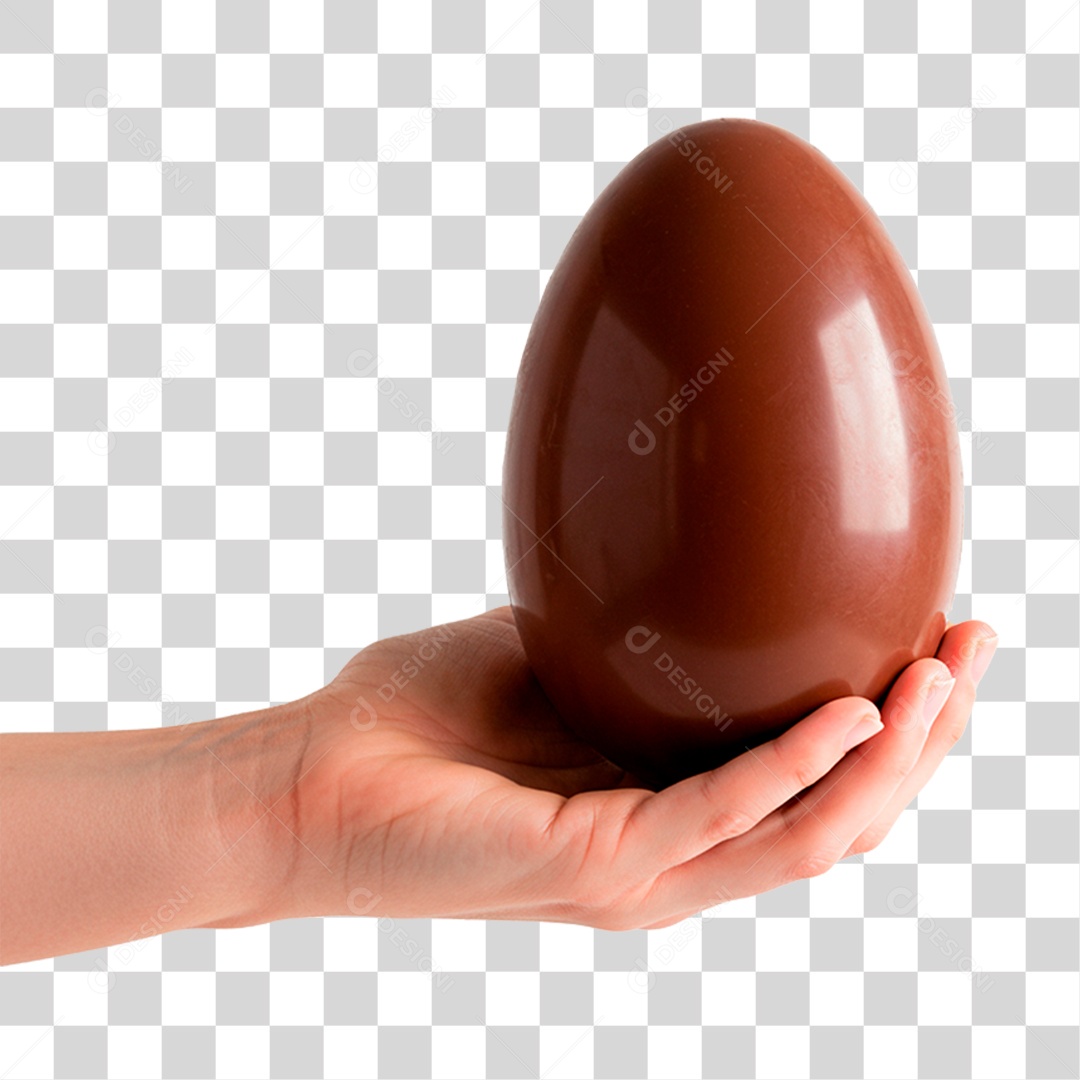 Mão Segurando Ovo de Chocolate PNG Transparente