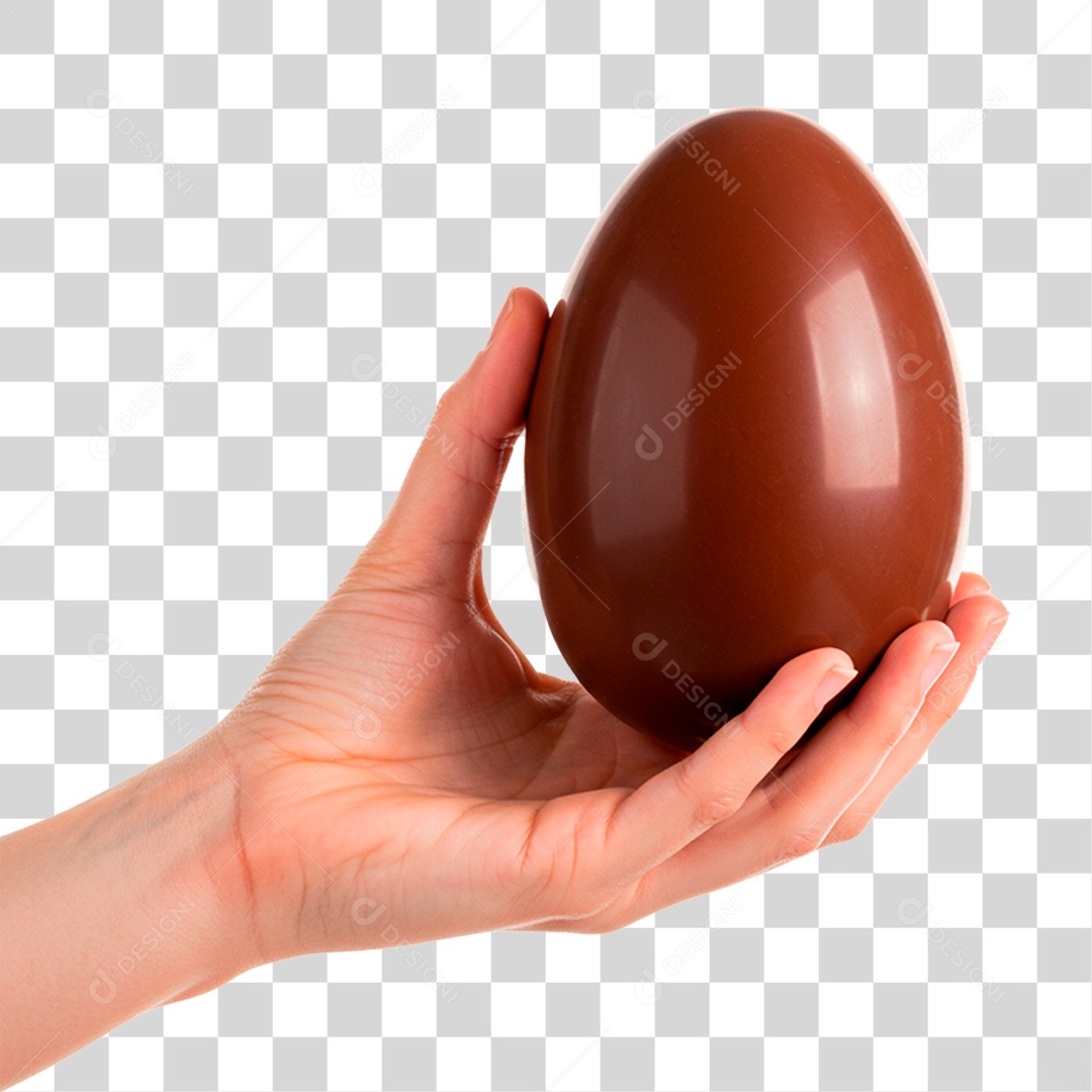 Mão Segurando Ovo de Chocolate PNG Transparente