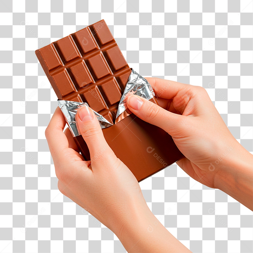 Mão Segurando Barra de Chocolate PNG Transparente