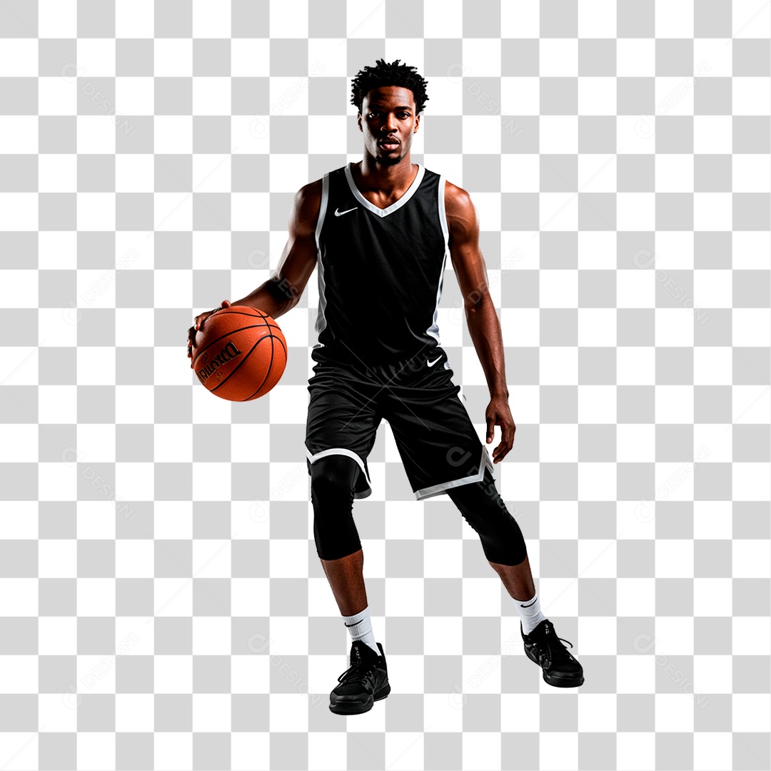 Homem com Bola de Basquete PNG Transparente