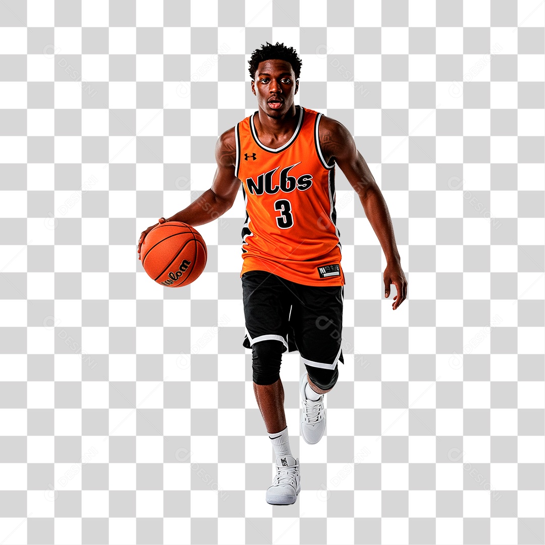 Homem com Bola de Basquete PNG Transparente