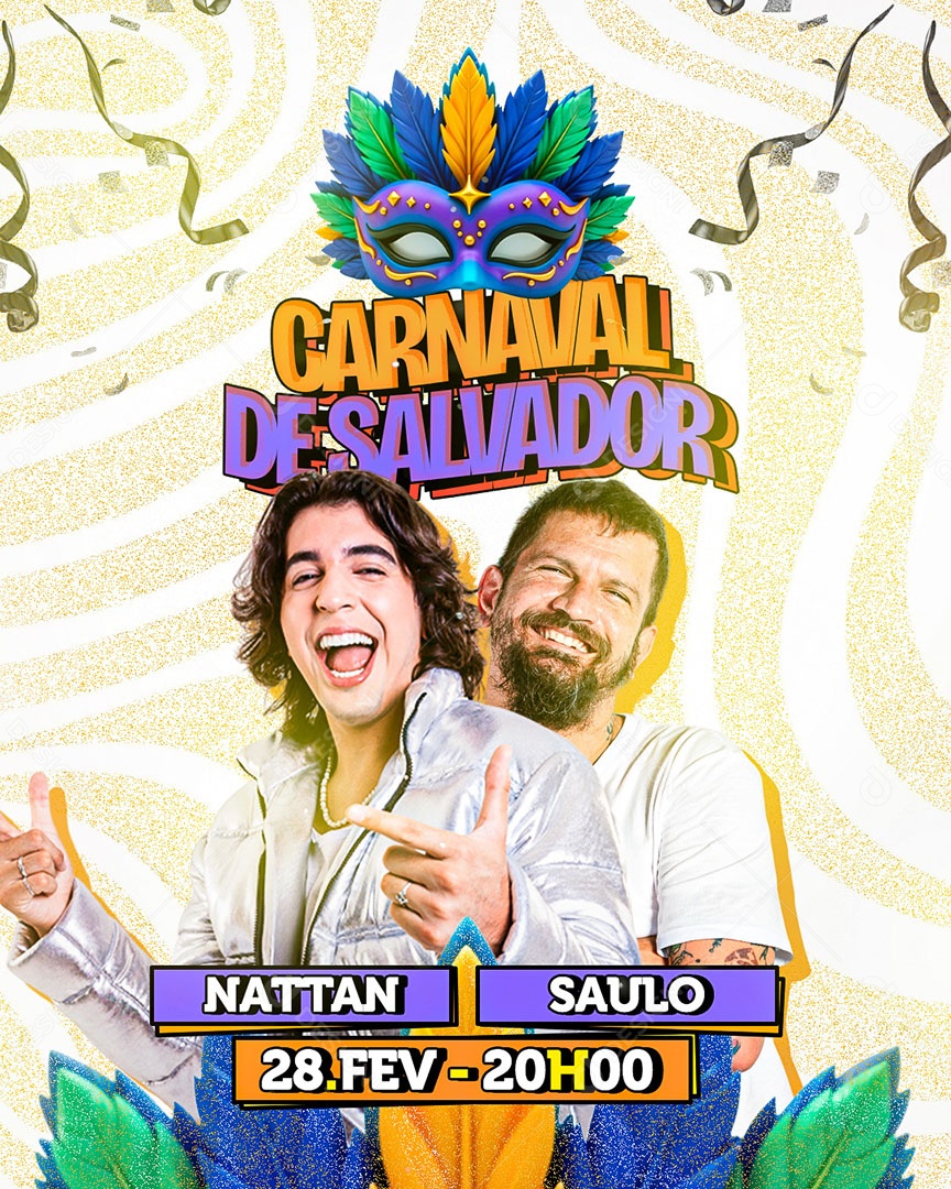 Carnaval Salvador Nathan e Saulo Social Media PSD Editável