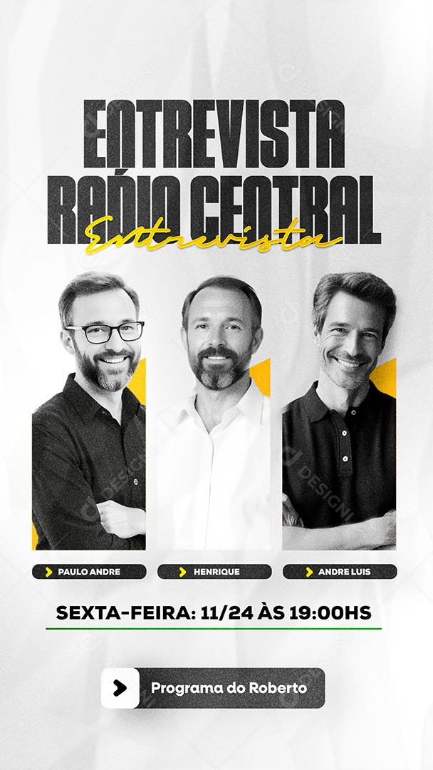 Story Entrevista Radio Central Social Media PSD Editável
