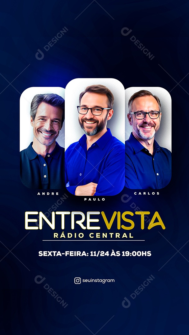 Story Entrevista Radio Central Social Media PSD Editável