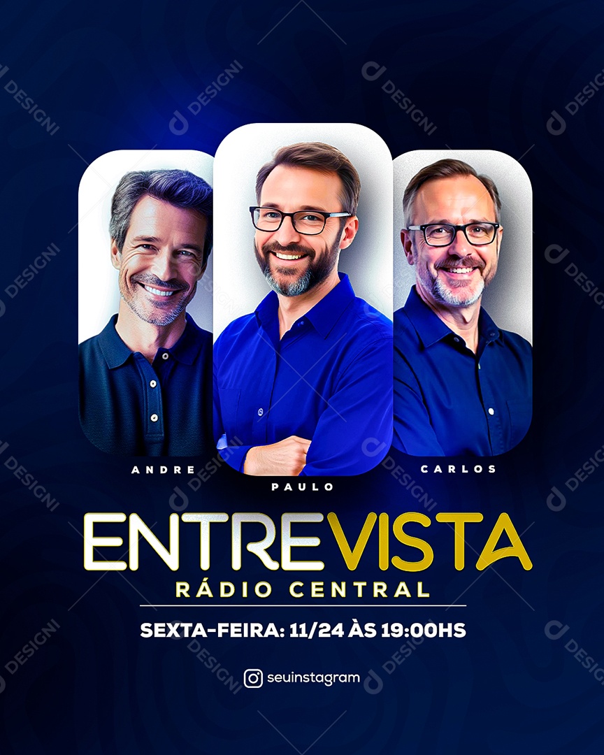 Entrevista Radio Central Social Media PSD Editável