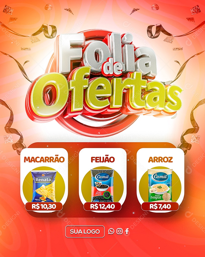 Encarte Folia De Ofertas Promoção de Produtos Social Media PSD Editável
