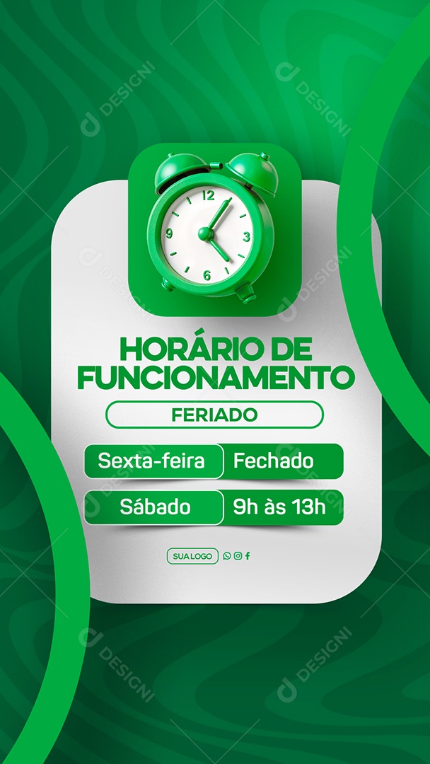 Story Horário de Funcionamento Social Media PSD Editável