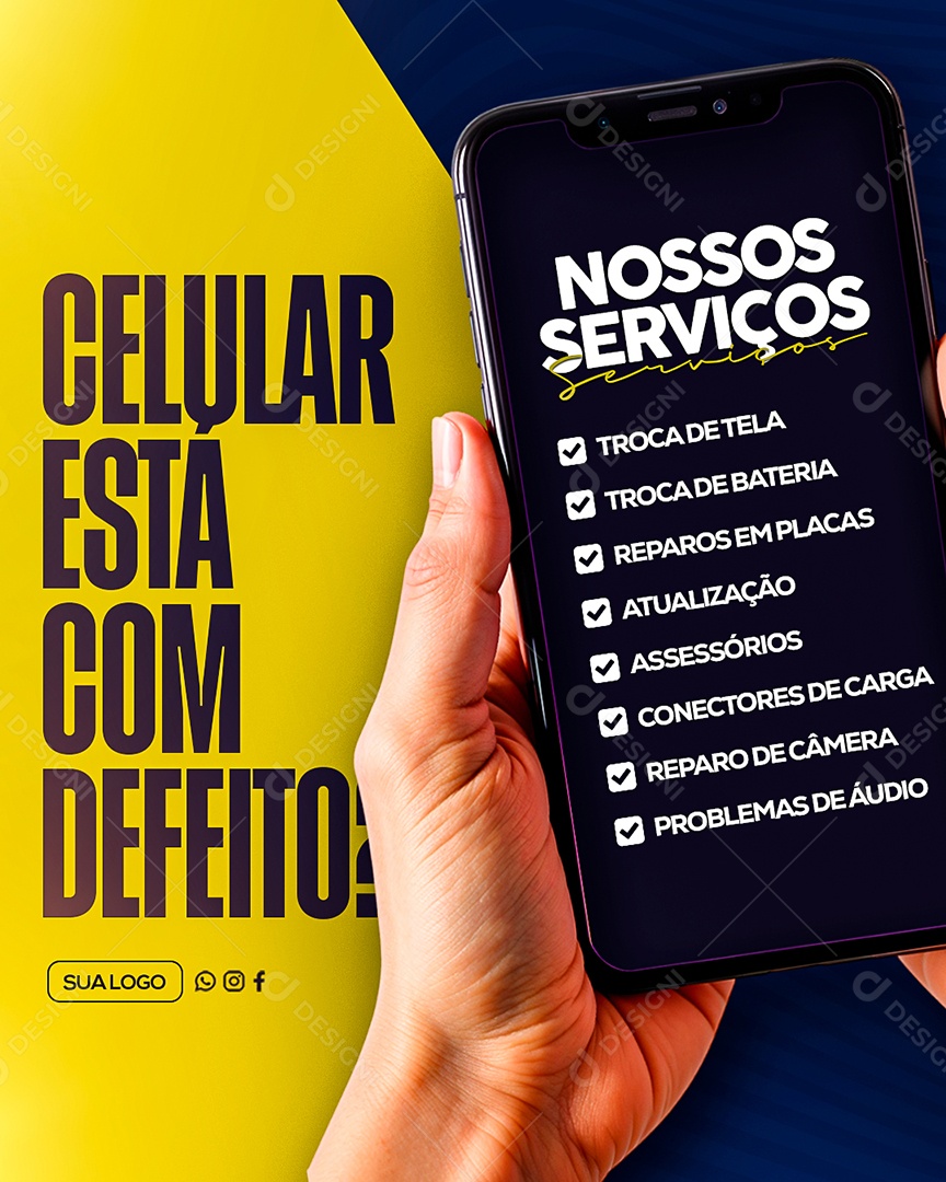 Assistência Técnica Nossos Serviços Social Media PSD Editável